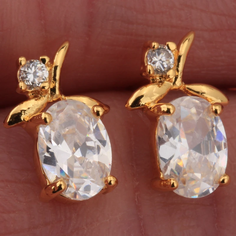 Pleasant White Gems Zircon Gold Filled Studs Earring S1925in Stud