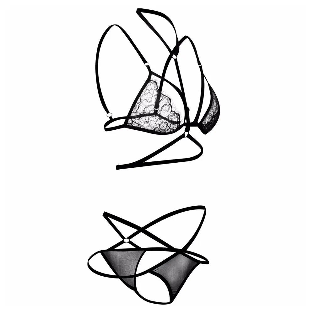 Thin Cup Transparent Lace Embroidery Flower Bra Sets Sexy Underwear Woman Open Crotch Panties Lingerie Set Lenceria Encaje