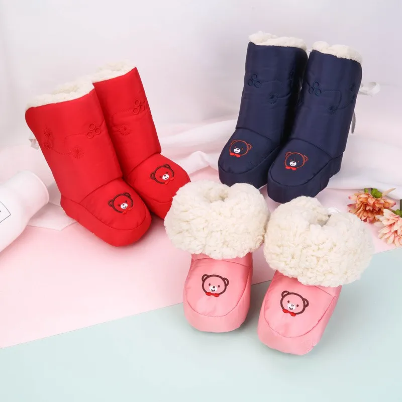 

Hot Baby Shoes Cartoon Baby Winter Boots Toddler ShoesPlus Velvet Warm New Soft Sole lovely Snow Boots For Baby Boy 0-1Y F