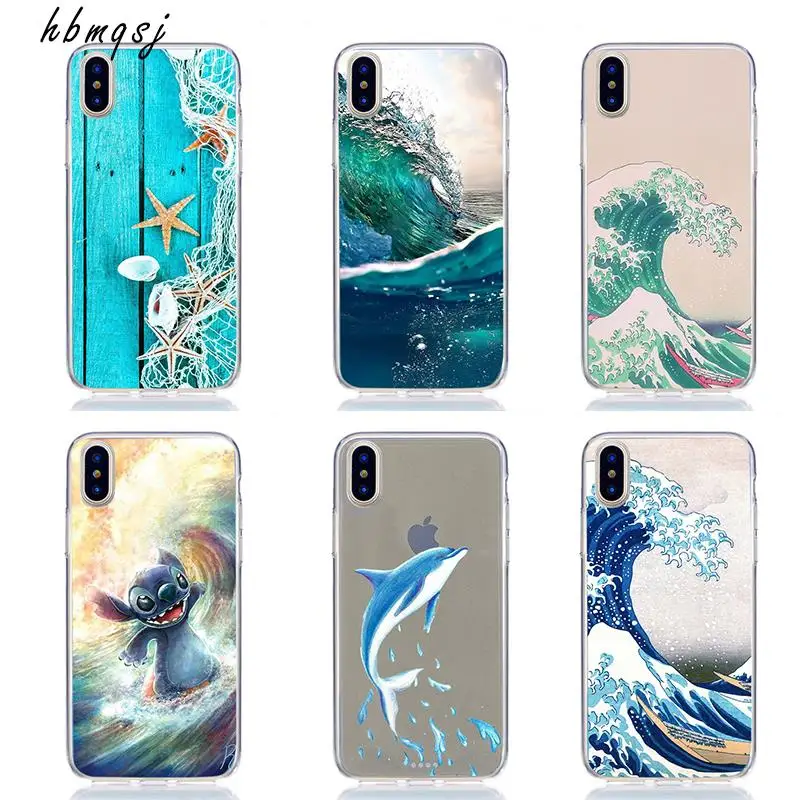 Cartoon for iphone x xs xr max 7 8 plus 6 6s case silicone soft tpu stich wave phone back cover |