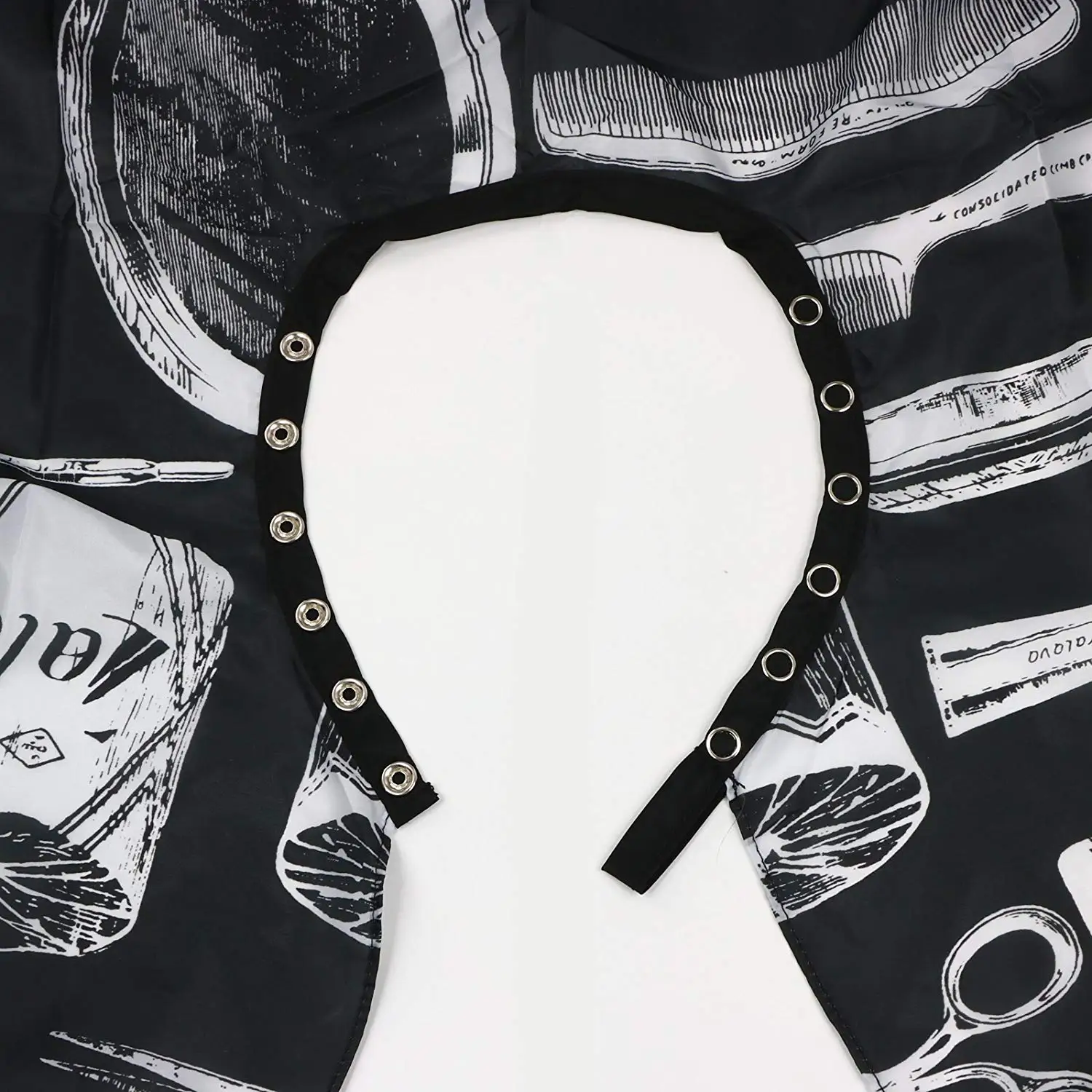 

Cape Adult Black Blouse with Patterns For Hairdressers Barbers, Perfect for Cutting, Coloring, Clarifying, etc.