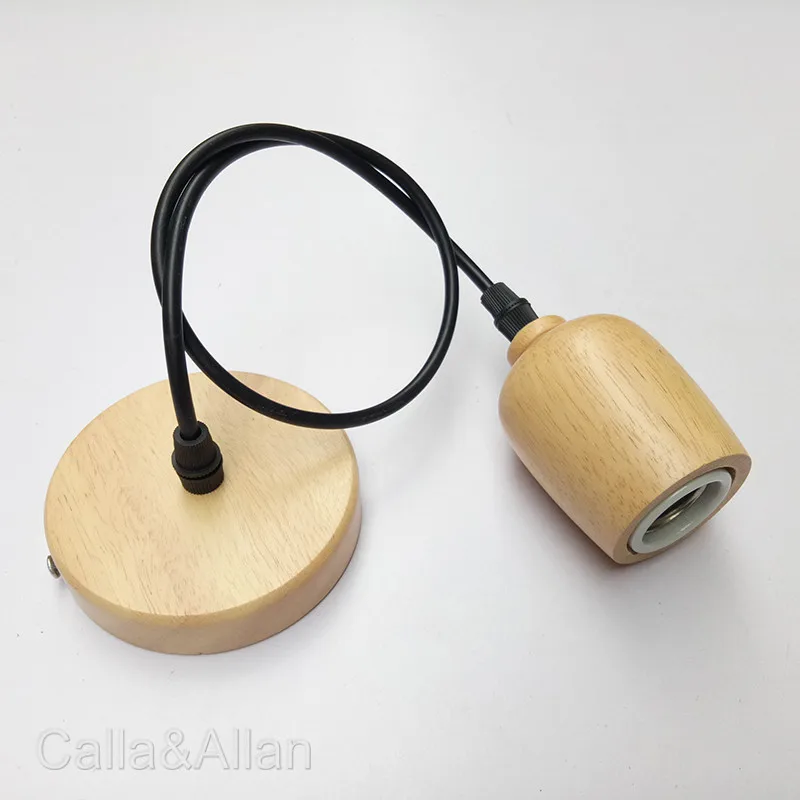 wooden hanging pendent light wood E27 lamp base free shippingin