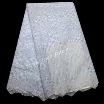 

White African Swiss Cotton Voile Lace, High Quality 5yards/Lot,2018 Unique New Cotton Embroidery Lace For Wedding Party IG392