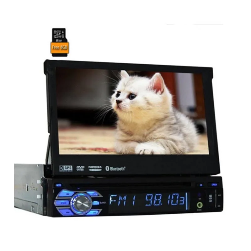 Sale Car Electronic 1 din Car CD DVD Player GPS Navigation 7inch 1din Car Radio In Dash Stereo Video Free 8GB GPS Map+ USB+SD 2