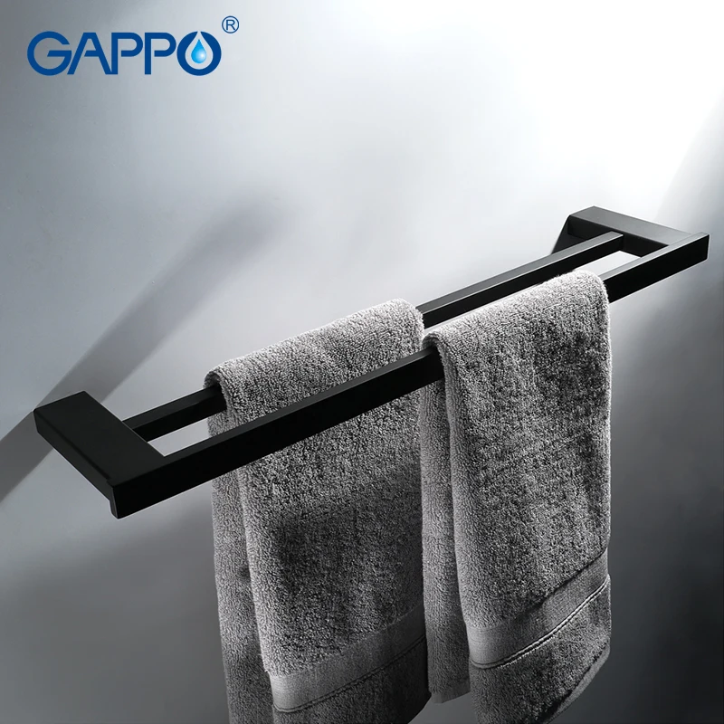 Продажа GAPPO Полотенца бары черный аксессуары для ванной банное полотенце вешалка держатель удилища настенный toalheiro