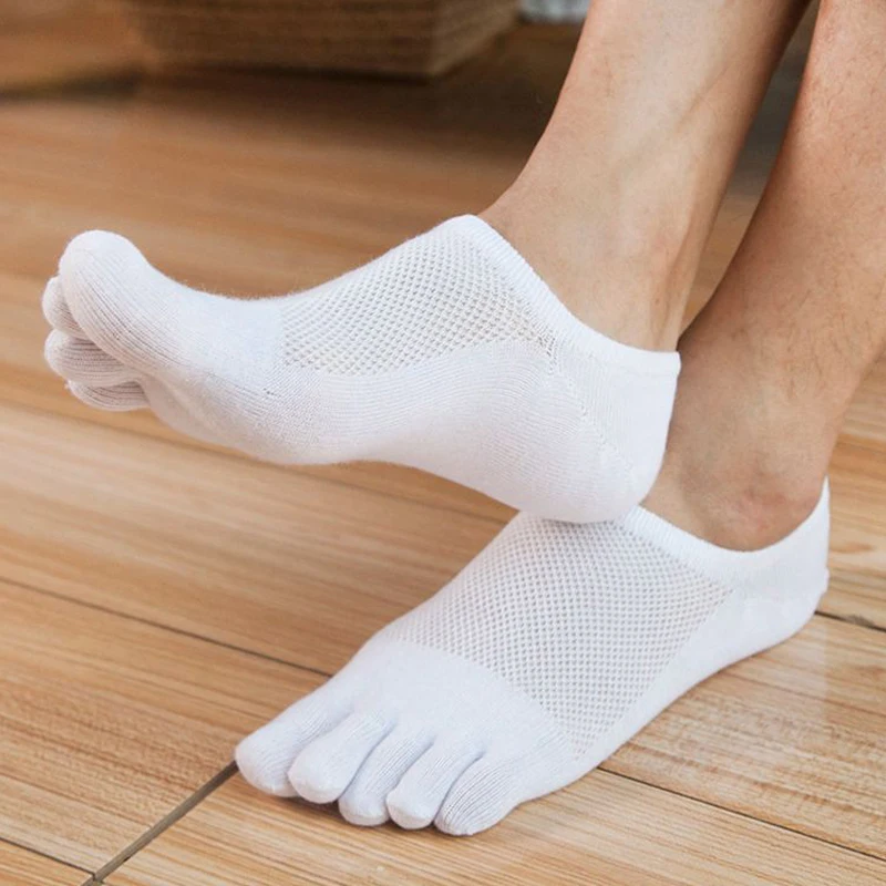 Распродажа, носки с отдельными пятью пальцами ног, Мужские дышащие хлопковые нескользящие носки, противоскользящие носки, короткие незаметные носки