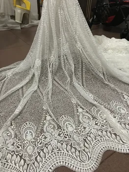

High grade tulle embroidery lace African French net lace fabric JIANXI.C-53122 with full tube beads