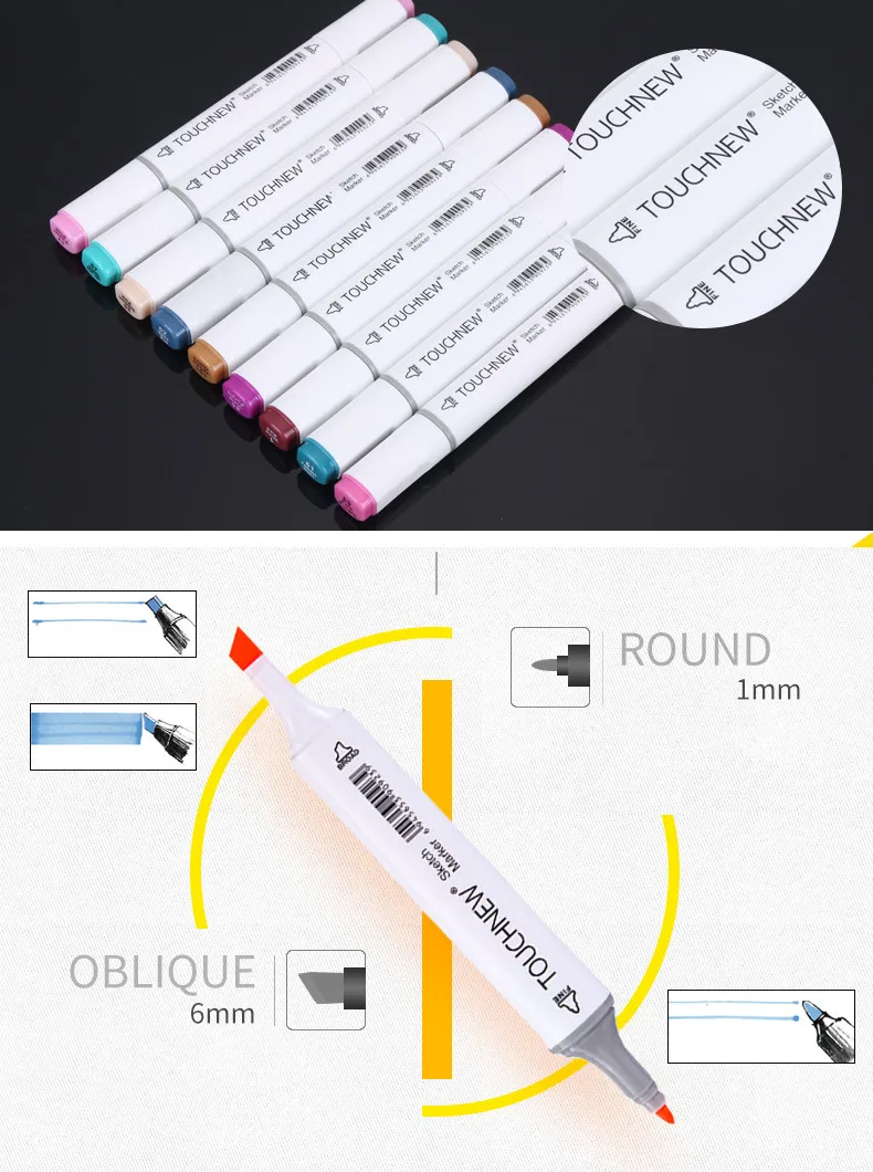 TOUCHNEW, 168 цветов, одиночные художественные маркеры, кисть, эскиз, на спиртовой основе, маркеры, двойная головка, манга, ручки для рисования, товары для рукоделия