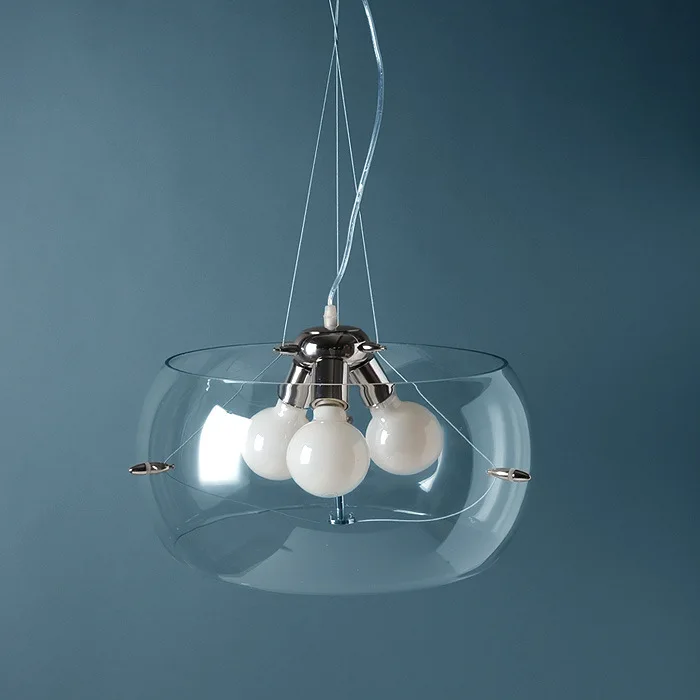 Modern Glass Pendant Light  Contemporary Clear Glass Shade 3 Lights LED Pendant Lamp Dining Room Hanging Decorative Pendant Light(4)