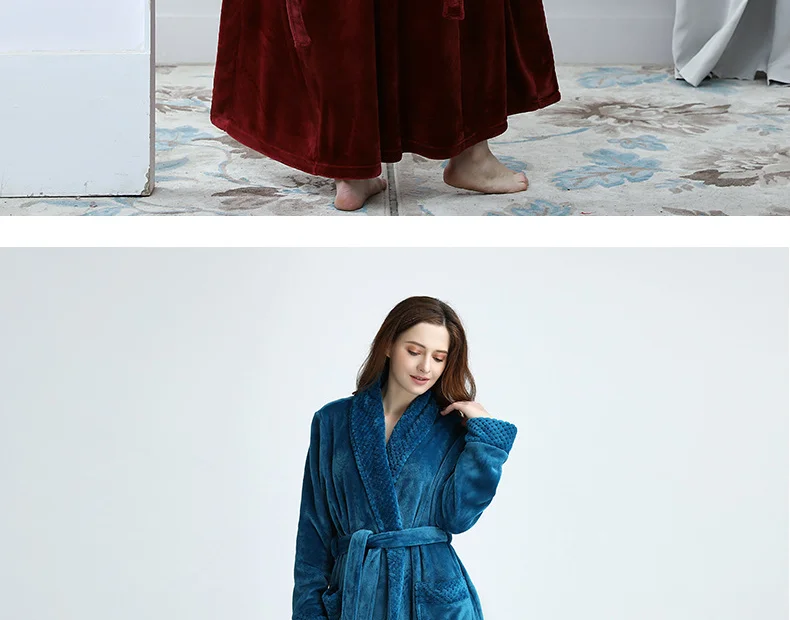 Очень длинный женский халат, теплая зимняя ночная рубашка, полотенце, Фланелевая пижама, кимоно, пеньюар, для подружки невесты, банный Халат