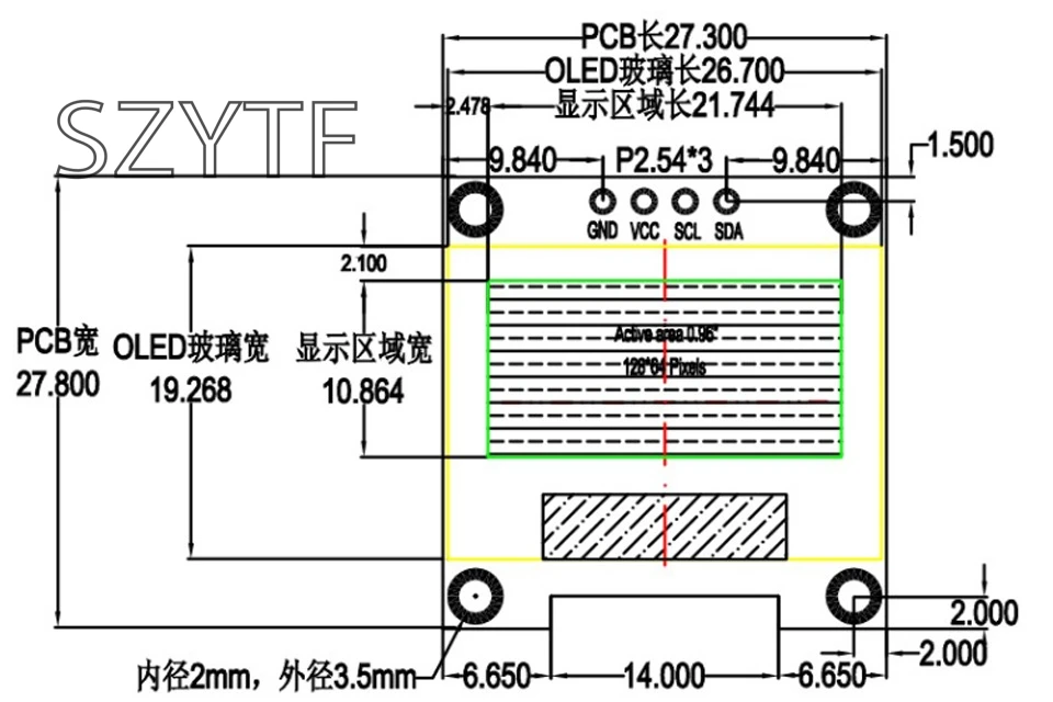 0 96 дюймовый oled дисплей 12864 lcd синий и желтый экран модуль IIC интерфейс для arduino|lcd