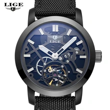 LIGE Sport Watch Men’s Luxury Brand Relogio Masculino Military Mechanical Watches Leather Hollow Skeleton clock Relojes Hombre