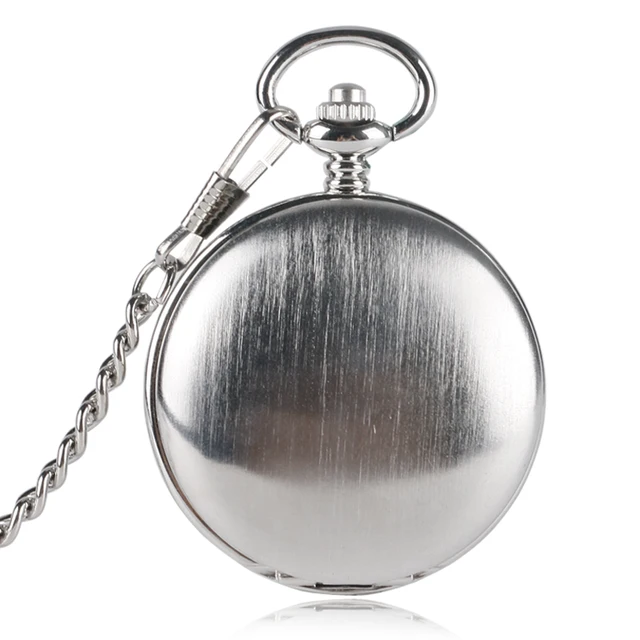 Unique Silver Smooth Double Cover Mechanical Pocket Watch Men's Creative Hollow Unique Silver Smooth Double Cover Mechanical Pocket Watch Men's Creative Hollow