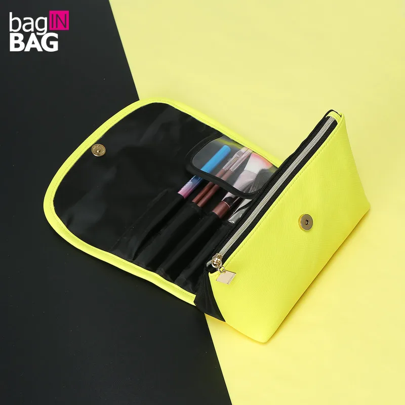 

multifunctional Cosmetic Bag Fashion Waterproof PU Makeup Bags Cosmetics Brush Eyebrow Pencil Storage Bag trousse de toilette