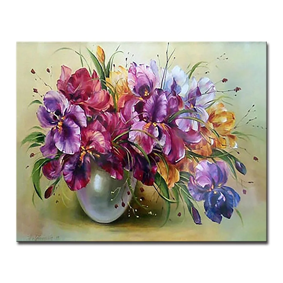 

DIY Painting By Numbers Kits Drawing Purple Flower Abstract Oil Pictures Digital Hand Paint On Canvas Wall Art Living Room Decor