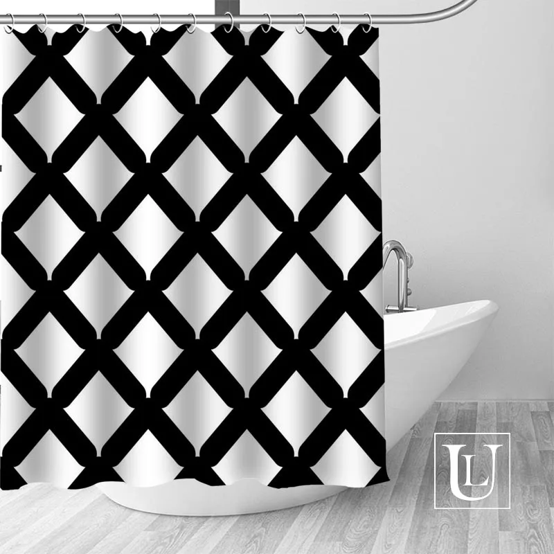 Buy Waterproof Bathroom Curtains Modern Black and