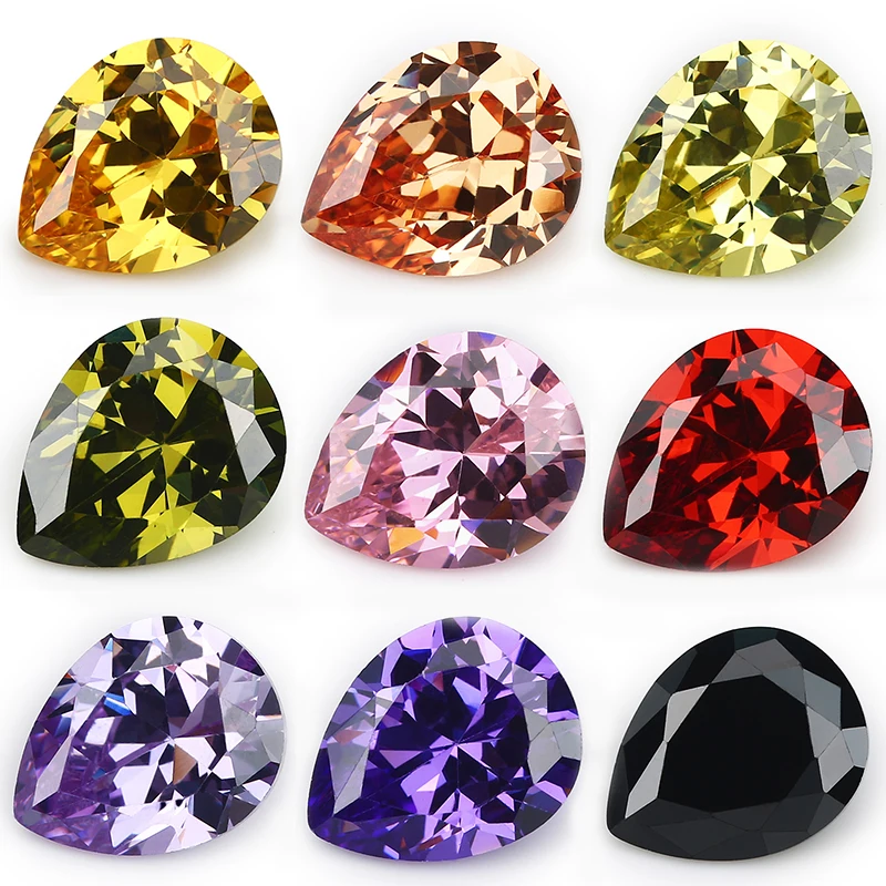 

Size 2x3mm-13x18mm AAAAA Pear Zircon CZ Various Color Cubic Zirconia Stone Loose Synthetic Gems For Jewelry