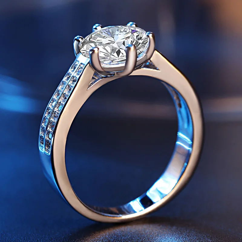 YINHED модные женские туфли обручальное кольцо из натурального шелка, 925 пробы Серебряные ювелирные изделия подарок 8 мм 2 карат SONA CZ Diamant Обручение кольцо ZR372