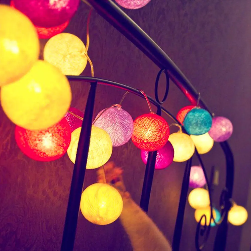 Us 10 39 20 Off 3m 20leds Multicolor Creative Cotton Ball Light String Luces Rgb Litghing Xmas Fairy Lights For Kids Bedroom Home Decor In Lighting