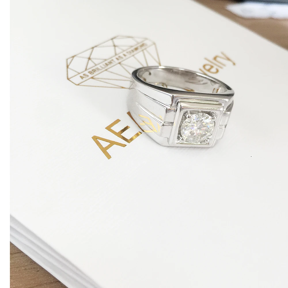 Платиновое Покрытие серебро 2ct 3ct круглая огранка муассанит обручальное кольцо юбилейное кольцо Муассанит кольцо для мужчин