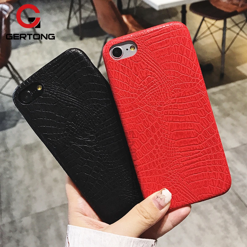

GerTong Crocodile Texture PU Leather Case For iPhone X 7 8 6S 6 S Plus Phone Bags Cases Soft Cover Shockproof Fundas Shell
