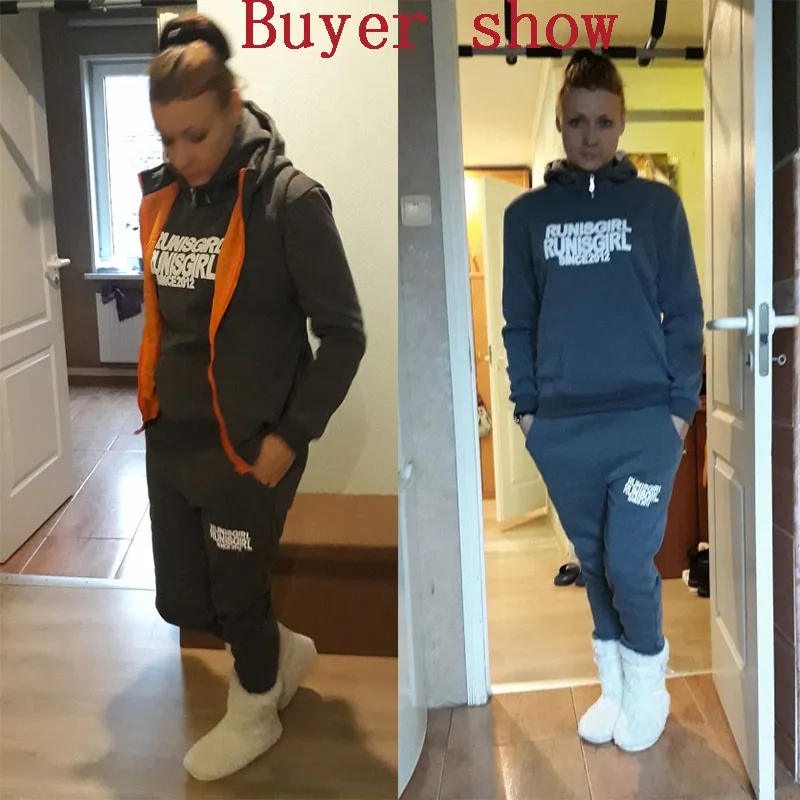 3PCS Running Sets Womens Hoodies Warm Women letter Tracksuit Set Thicken Sweat Tops Pants Suit Female Plus Velvet Thick Clothing