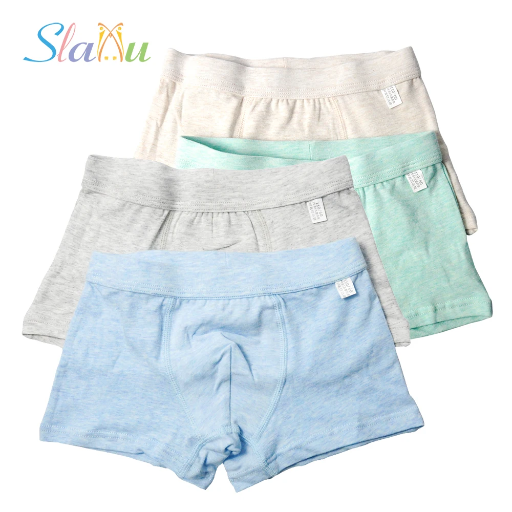 

4-Pack Soft Organic Cotton Kids Boys Underwear Shorts Panties Pure Color Baby Boxer Children Teenager Underwear Underpant 2-16 T