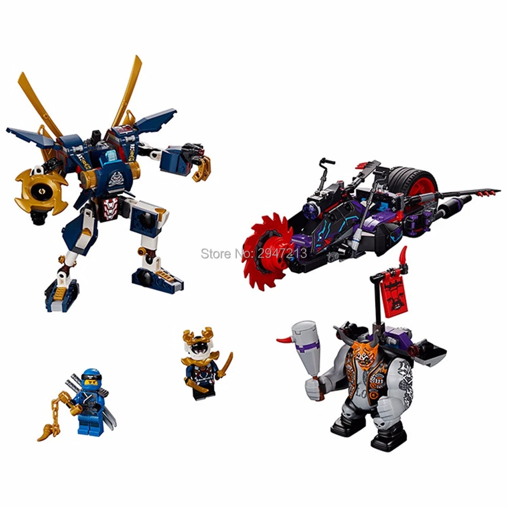 

hot compatible LegoINGlys NinjagoINGlys movie samurai X vs Sawtooth Motorcycle Building Blocks mini jay figures Mech brick toys
