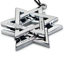 74 мм Соломон Гексаграмма Автомобиль Стайлинг хром значок Металлическая Эмблема зеркало заднего вида модный символ удачи кулон серебро матовый черный