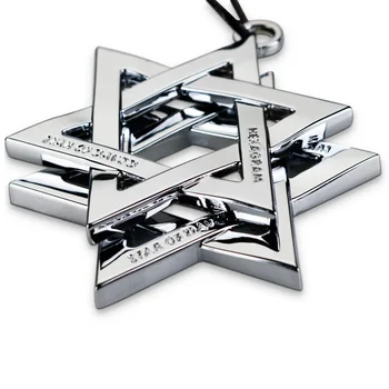 

74mm Solomon Hexagram Car Styling Chrome Metal Emblem Badge Rearview Mirror Fashion Lucky Symbol Pendant Silver Matt Black