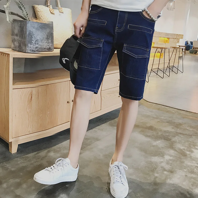 Летние мужские джинсовые шорты красивые передние карманы дизайн короткие мужские s плюс размер Slim Fit повседневные джинсы мужские трусы 18-61 Tide