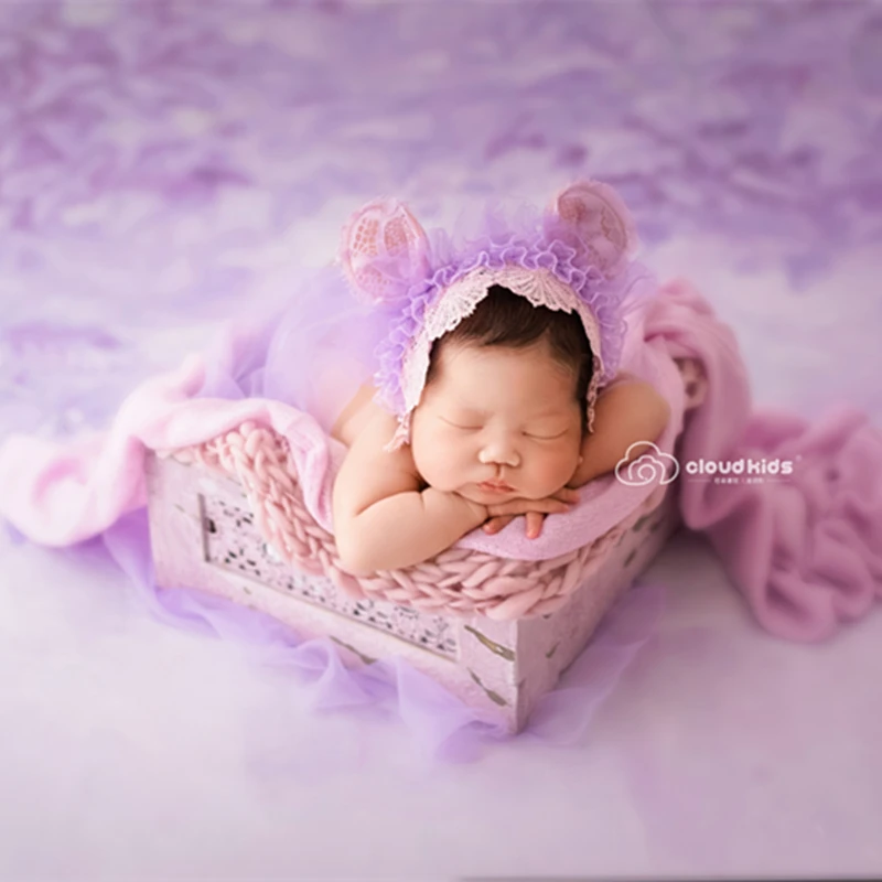 

Newborn Fuzzy bear hat Knit Mohair baby girl Teddy bear bonnet photography props Newborn Animal hat with Ear photo props