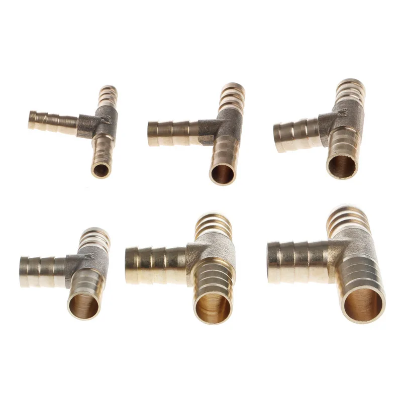 

6-16mm Brass T Piece 3 Way Fuel Hose Joiner Connector For Air Oil Gas