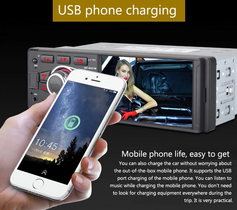 Автомагнитола 1 Din 4032UM 4 дюйма Bluetooth FM/USB/AUX in/SD MP3 HD 1080P экран|Автомобильные