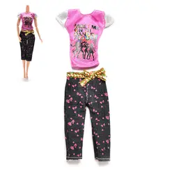 Комплекты одежды для куклы, куклы, летняя повседневная футболка с надписью, футболка с принтом, Капри, штаны с пояс-бабочка, аксессуары для