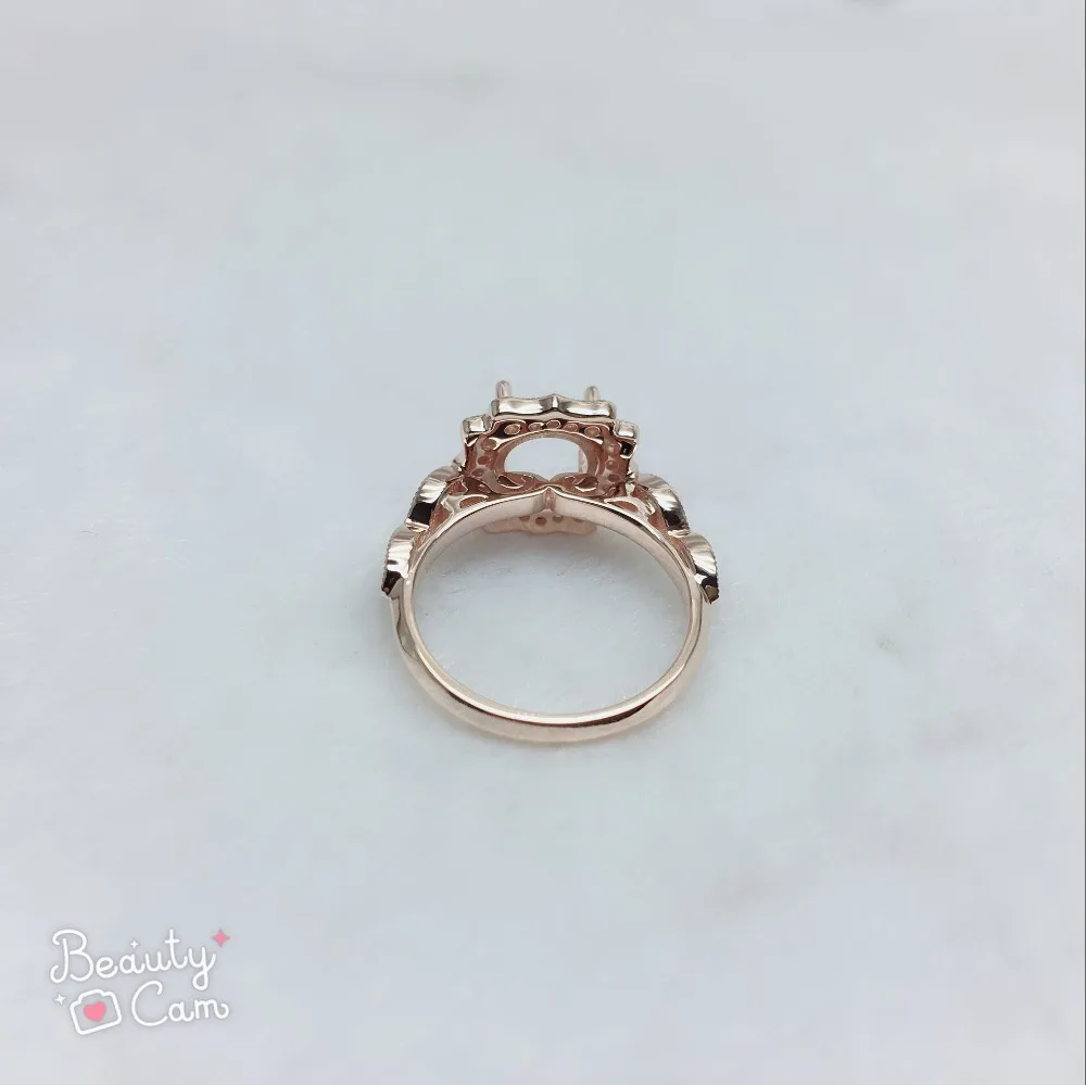 Круглый 7 мм Solid 14 K Rose Gold природных алмазов кольцо Маунт Semi R502