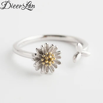 

2019 Bijoux Bohemian Vintage 925 Sterling Silver Daisy Flower Rings for Women Punk Retro Open Adjustable Antique Ladies Rings