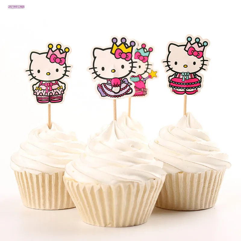 24 шт кекс Cute милый кот Милый розовый кот для предродовой вечеринки украшения на день рождения вечерние принадлежности