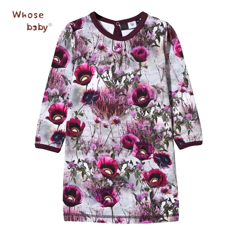 

Girls Dresses Caroline Flower Print Children Winter Autumn Long Sleeve Party Vestido Infantil Kids Princess Wedding Costume