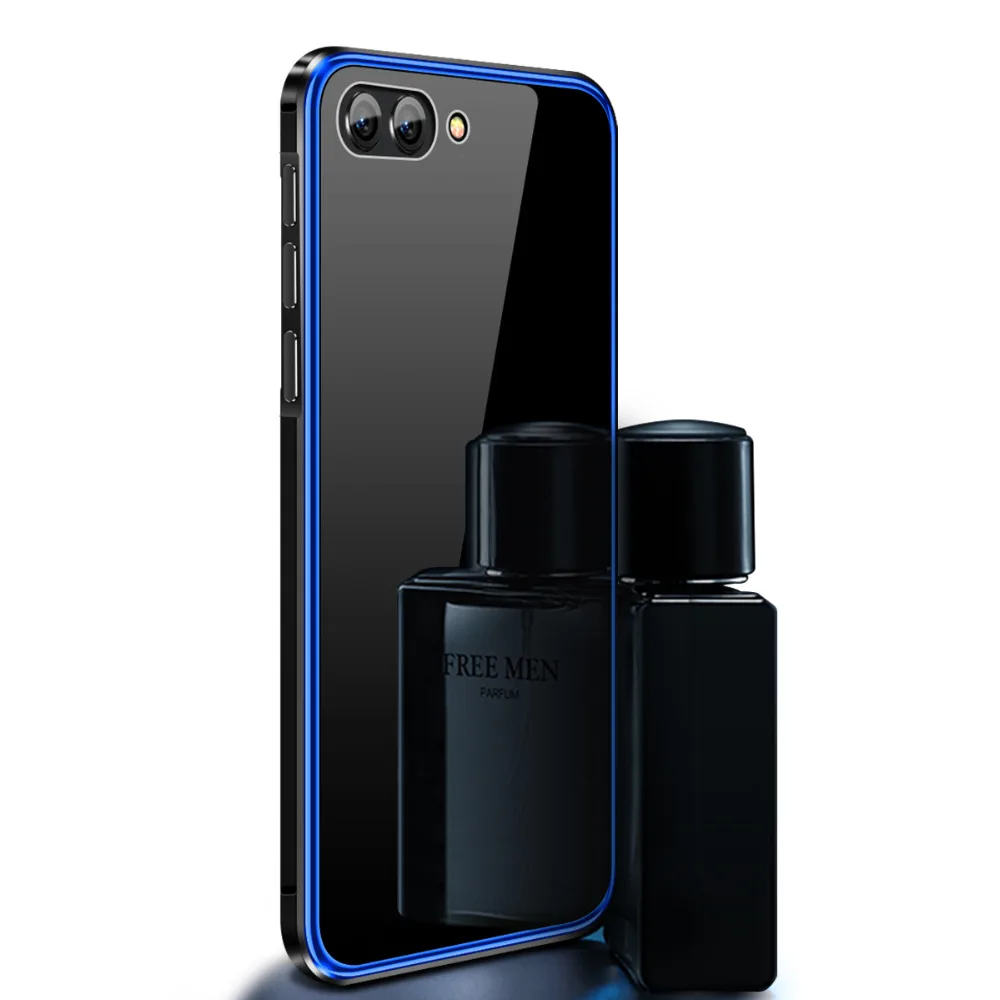 For Huawei Honor 10 Case Luxury Aluminum Metal Bumper for Huawei Honor 10 Transparent Clear Glass Cover For Huawei Honor10 Case