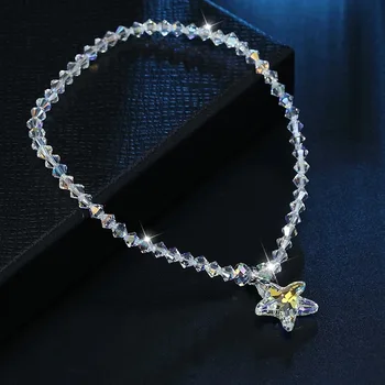 

Swan Jewelry High Quality Glass Crystal Anklet For Women Beach Foot Jewelry Pure Handmde Starfish Fashion Party Summer Jewelry