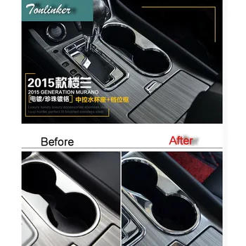 

Tonlinker 3 PCS DIY car styling ABS Chrome in the control gear panels cover case Stickers for Nissan murano 2015 accessories