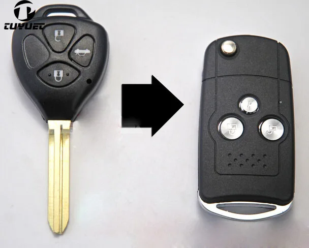 

Replacement Car Key Case For Toyota Camry Reiz Verso Highlander Yaris 3 Buttons Modified Folding Flip Remote Key Shell