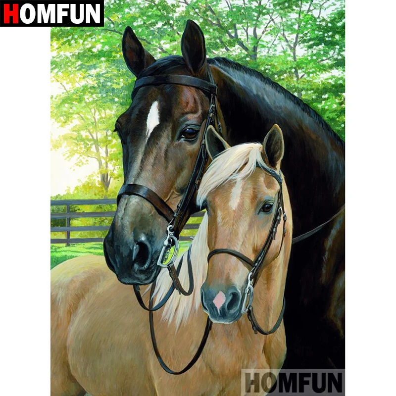 

HOMFUN 5D DIY Diamond Painting Full Square/Round Drill "Animal horse" 3D Embroidery Cross Stitch gift Home Decor A00930