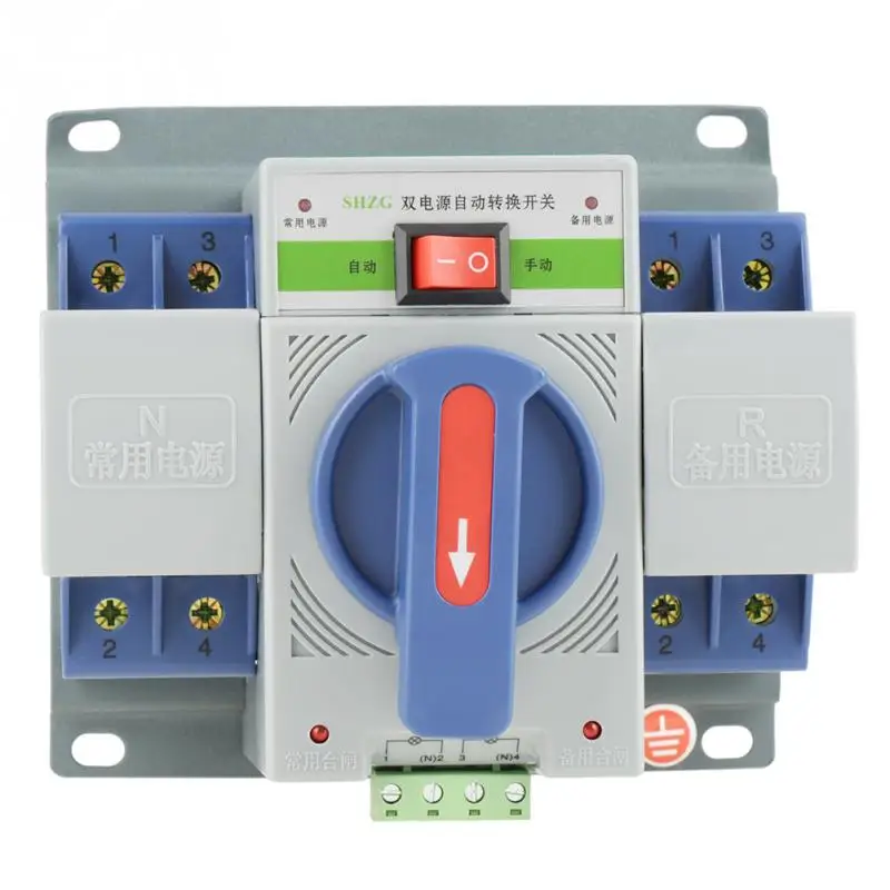 

220V 63A 2P Mini Dual Power Automatic Transfer Switch Circuit Breaker Tools Accessory