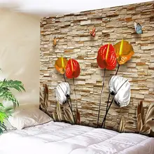 Flowers Decorative Bohemian Tapestry Butterfly Wall Hanging 3D Wall Brick Home Decor Hippie Art Wall Blanket Yoga Rug Tablecloth brick scrawl waterproof wall art tapestry
