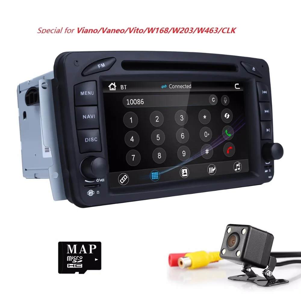 Discount 2din 7inch Radio GPS Car DVD Player for Mercedes Benz A-W168 C-Class W203 CLK-Class W209 C209 G-Class W463 W639 canbus sd BT cam 3