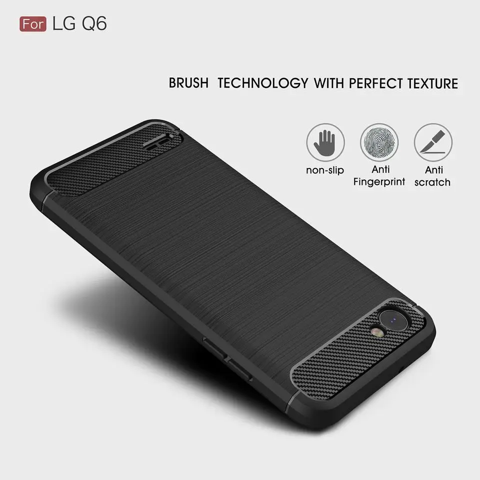 For LG Q6 case soft silicone back cover for Plus slim thin hybrid armor shockproof carbon fiber phone cases |