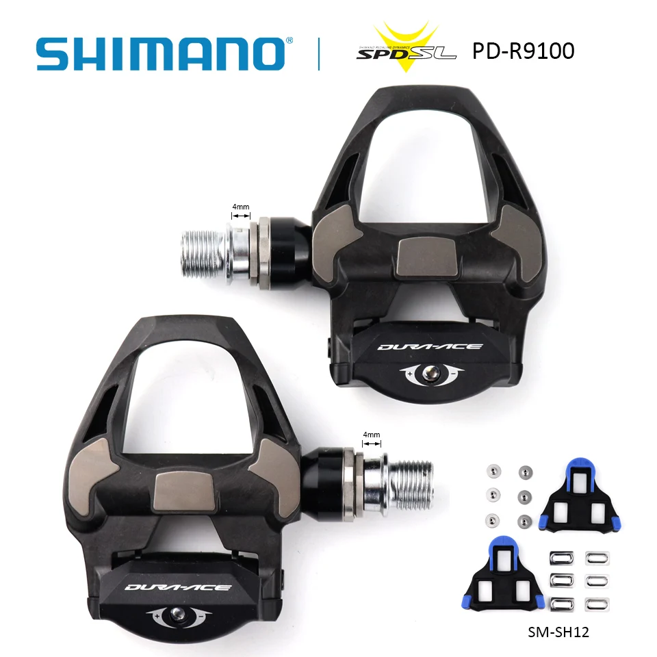 SHIMANO Тормозные колодки Dura Ace PD R9100 самоблокирующаяся педаль черный углеродное волокно велосипедные педали с SM-SH12 затычки SPD педаль Аксессуары для велосипеда