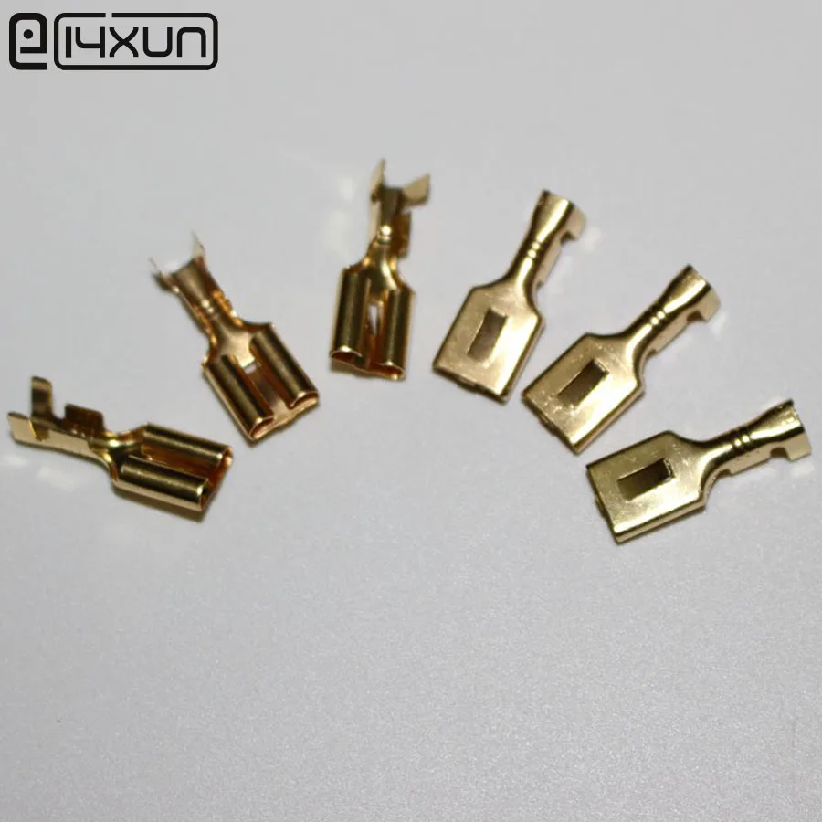 200Pcs 6.3mm Thickening Full copper Female Crimp terminal Connectors,Automotive Connector Spade